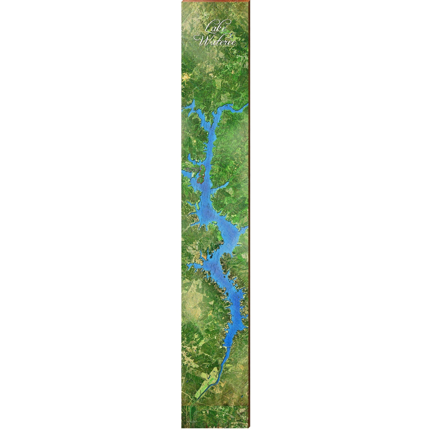 Lake Wateree, South Carolina Map | Wall Art Print on Real Wood