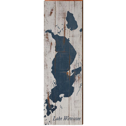 Lake Wawasee Shabby Map Home Decor Art Print on Real Wood