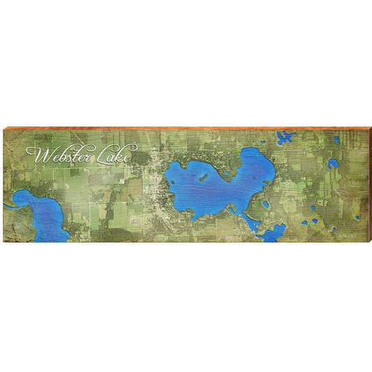 Webster Lake, Indiana Map Wooden Sign | Wall Art Print on Real Wood