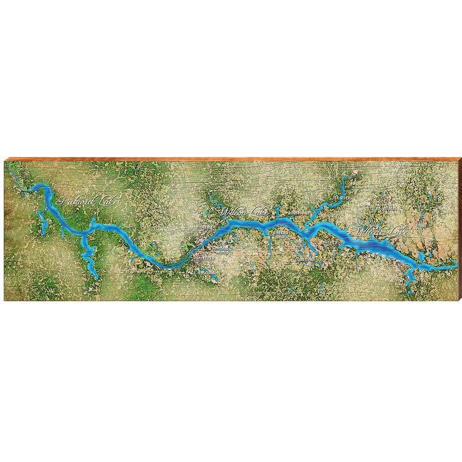 Lake Wheeler Map Home Decor Art Print on Real Wood