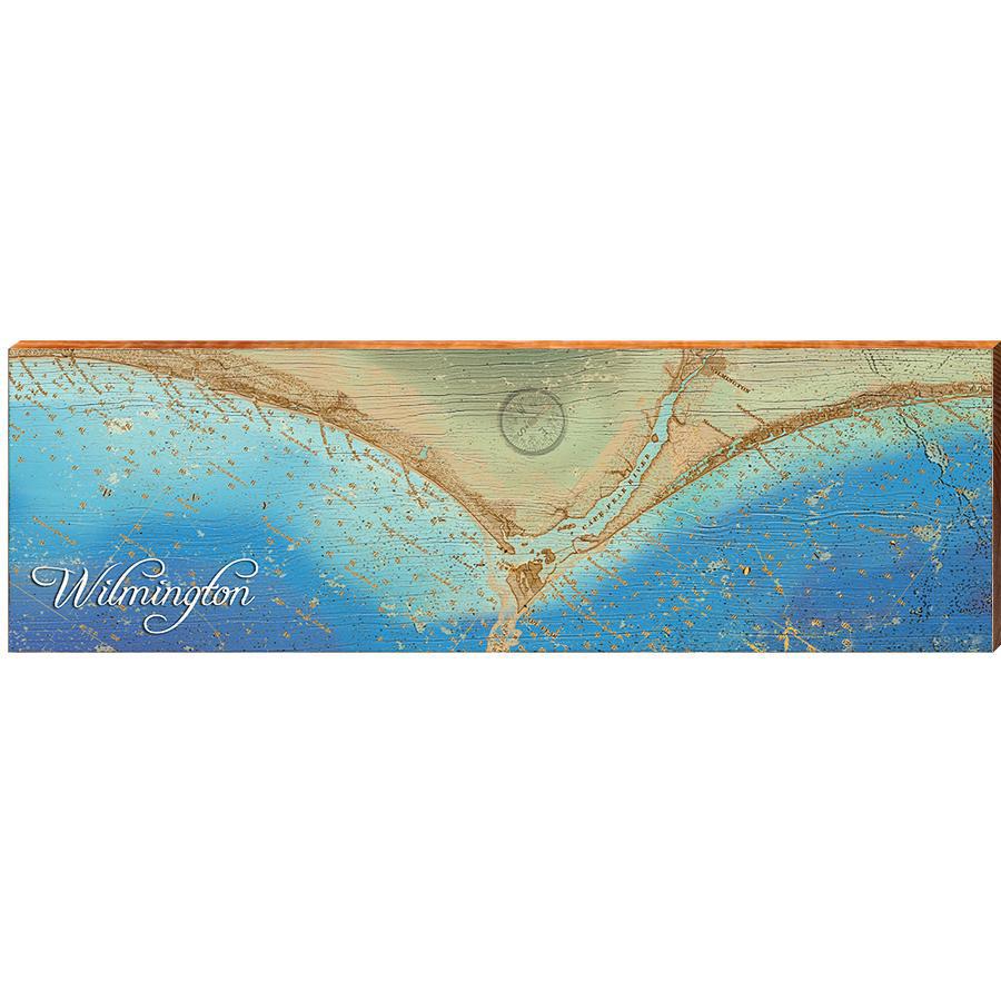 Wilmington, NC Map Home Decor Art Print on Real Wood