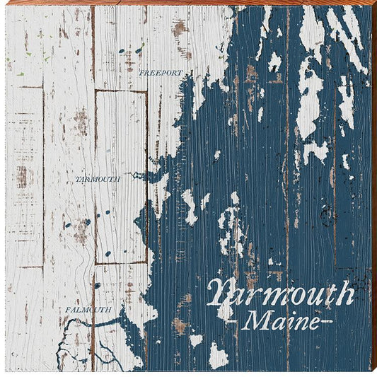 Yarmouth, Maine Map | Wall Art Print on Real Wood