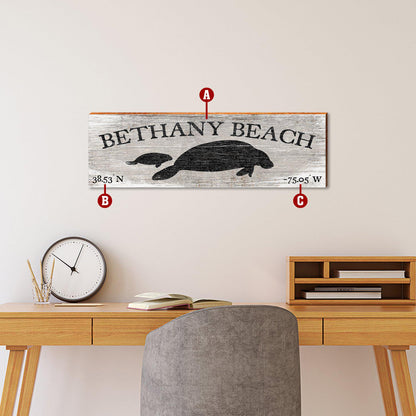 Customizable Rustic Manatee Sign | Wall Art Print on Real Wood