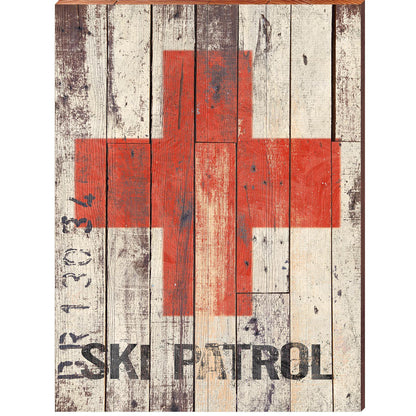 Ski Patrol Wooden Sign | Wall Art Print on Real Wood 