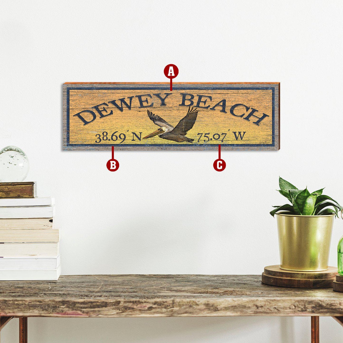 Customizable Pelican Sunset Sign | Wall Art Print on Real Wood