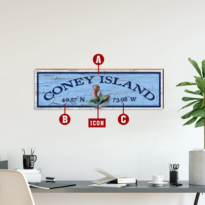 Customizable Coastal Blue Paint Chip | Icon Choice | Wall Art Print on Real Wood