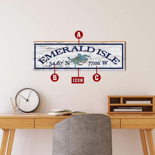 Customizable White Paint Chip Sign | Icon Choice | Wall Art Print on Real Wood