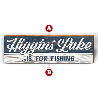 Customizable Lake Blue Rustic Sign | Wall Art Print on Real Wood