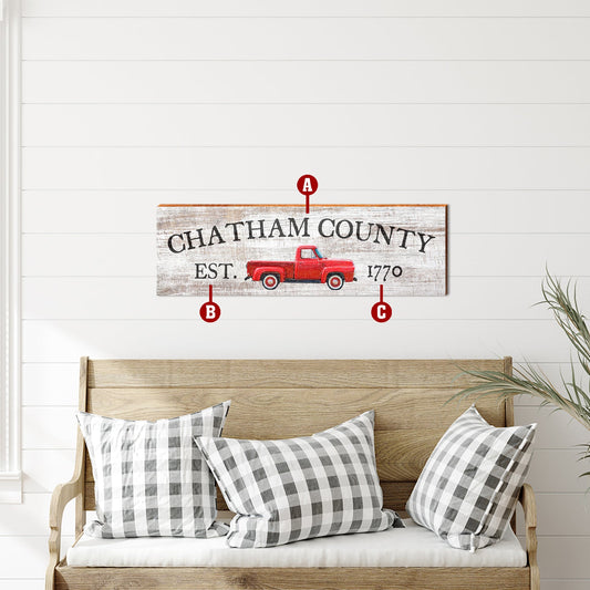 Customizable Farmhouse Red Truck Sign | Wall Art Print on Real Wood