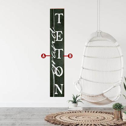 Customizable Lodge Green/White Vertical Text Sign | Wall Art Print on Real Wood | 9.5"x59"