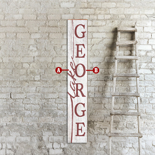 Customizable White/Lodge Red Vertical Text Sign | Wall Art Print on Real Wood | 9.5"x59"