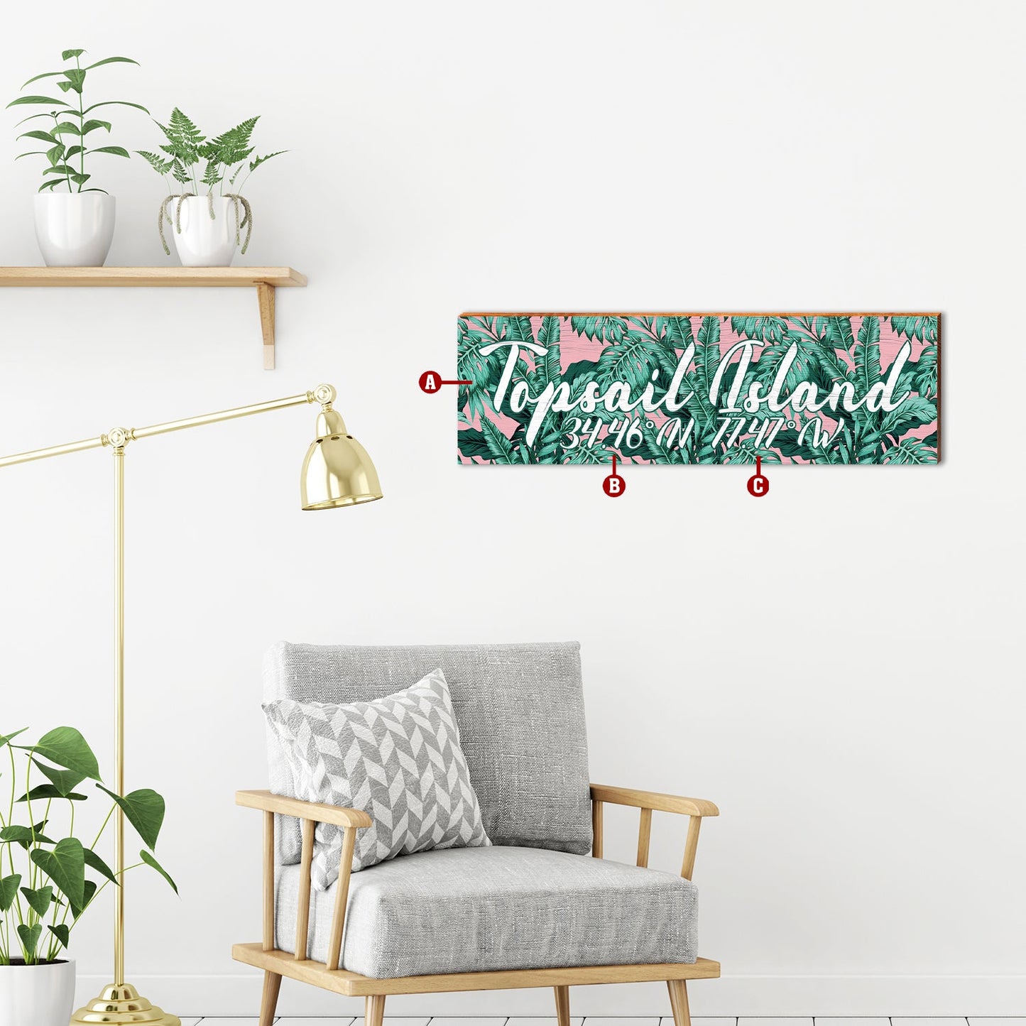 Personalized Tropic Latitude Longitude Customizable Sign | Wall Art Print on Real Wood