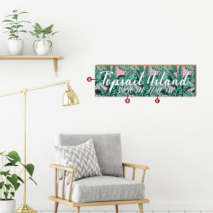 Personalized Tropic Latitude Longitude Customizable Sign | Wall Art Print on Real Wood