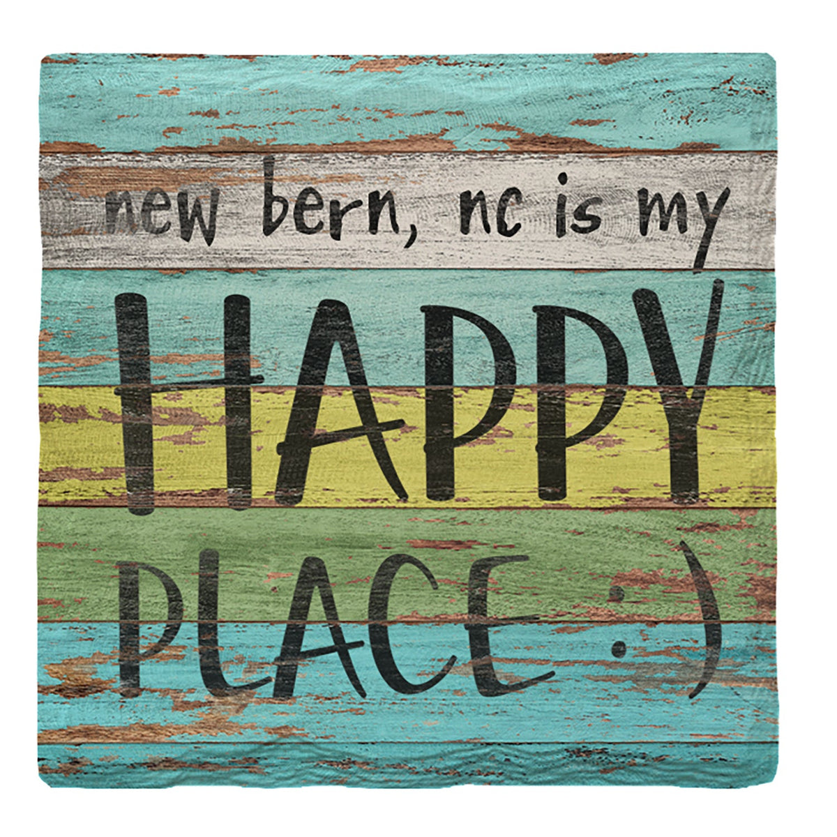 New Bern, NC Happy Place | Absorbent Ceramic Drink Coaster