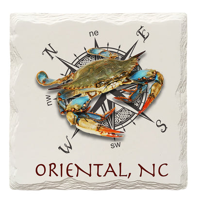 Oriental, NC Blue Crab | Absorbent Ceramic Drink Coaster