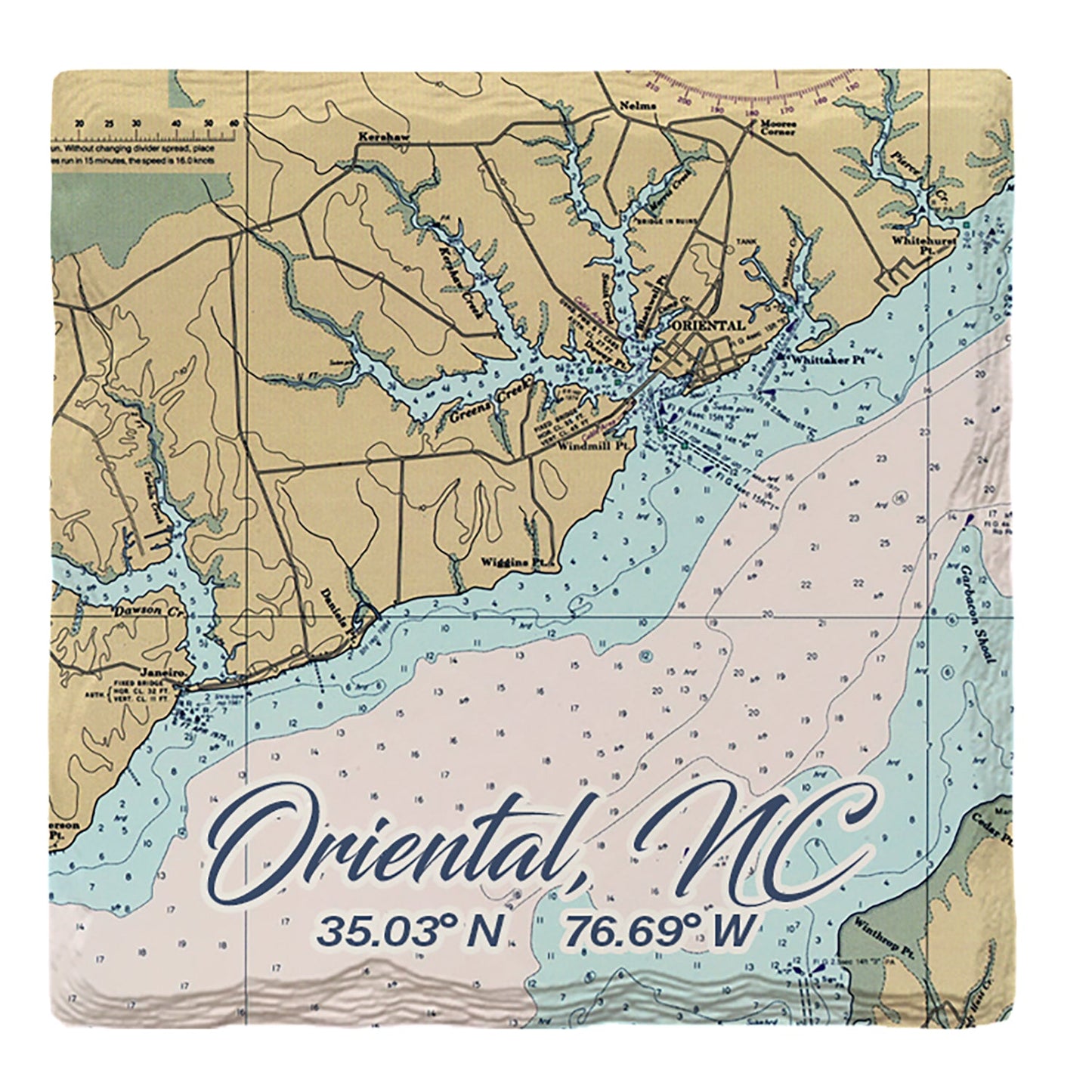 Oriental, NC NOAA Chart Map | Drink Coaster