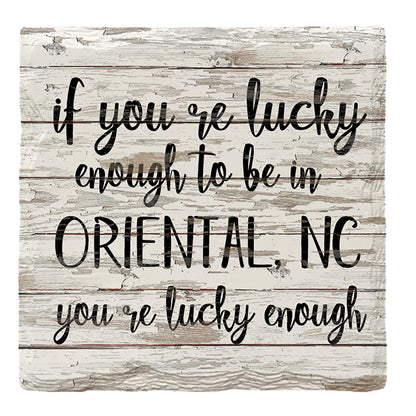 Lucky Enough Oriental, NC | Absorbent Ceramic Drink Coaster
