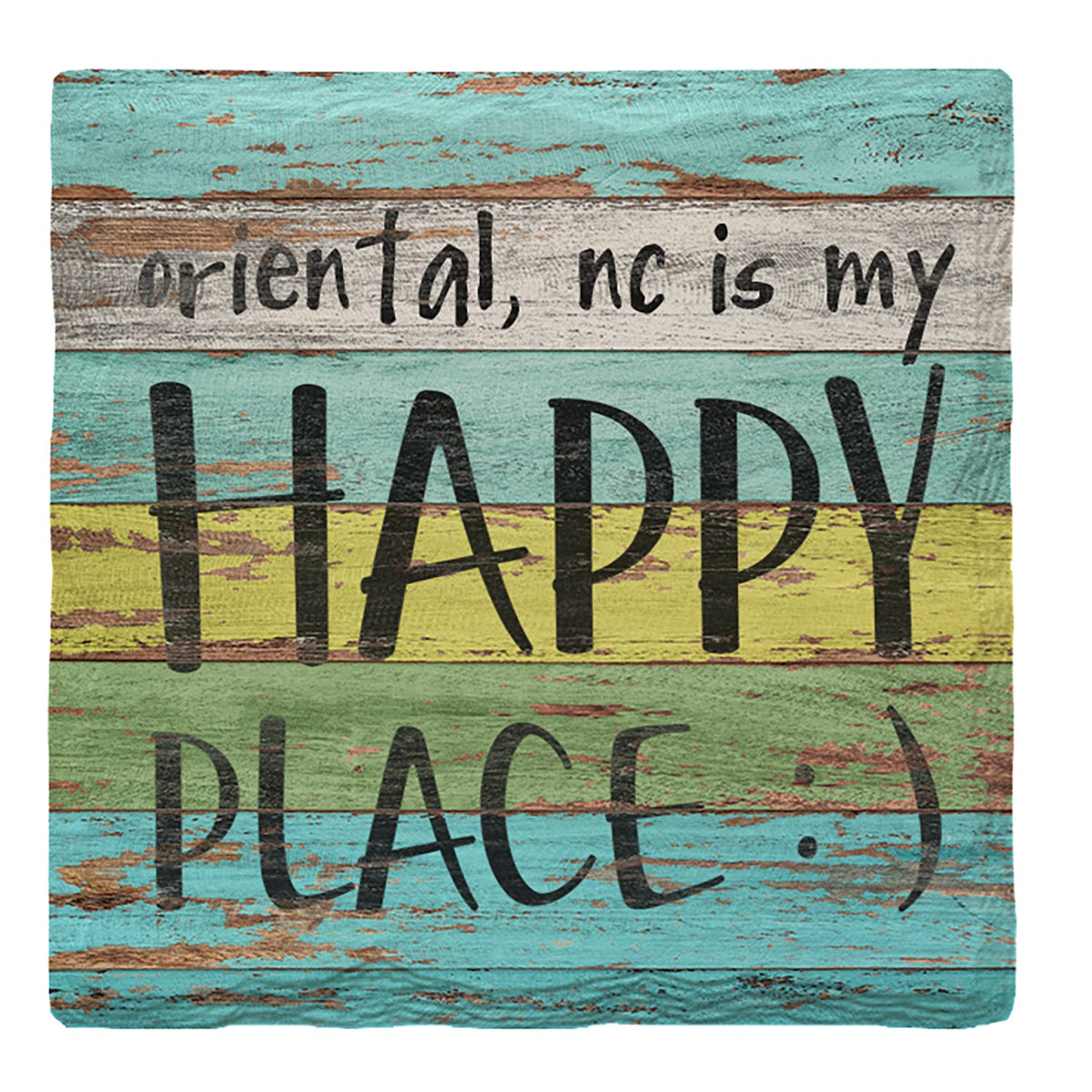 Oriental, NC Happy Place | Absorbent Ceramic Drink Coaster