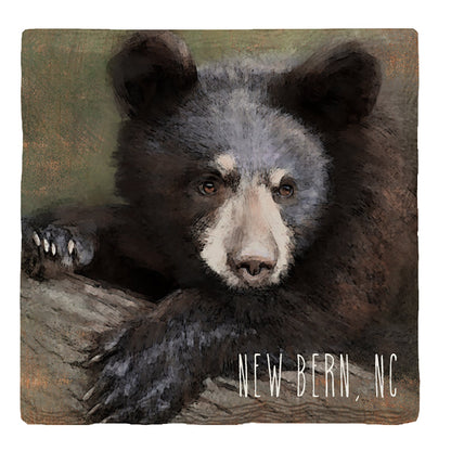 New Bern, NC Black Bear | Absorbent Ceramic Drink Coaster