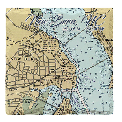 New Bern, NC NOAA Chart Map | Absorbent Ceramic Drink Coaster