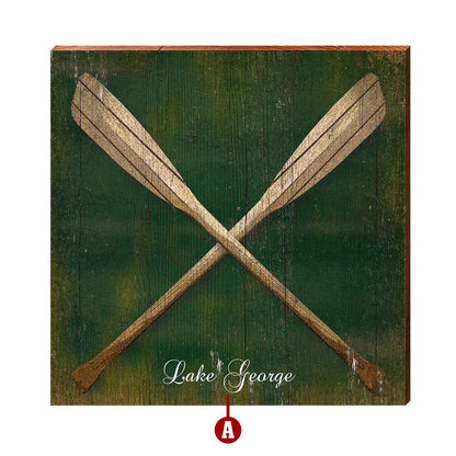 Crossed Canoe Oars Wooden Sign | Wall Art Print on Real Wood