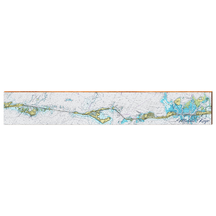 Middle Keys NOAA Chart Map | Wall Art Print on Real Wood