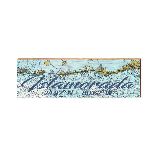 Islamorada, Florida Latitude Longitude Map Wooden Sign | Wall Art Print on Real Wood