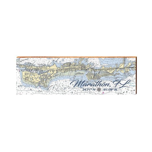Marathon NOAA Chart Map | Wall Art Print on Real Wood