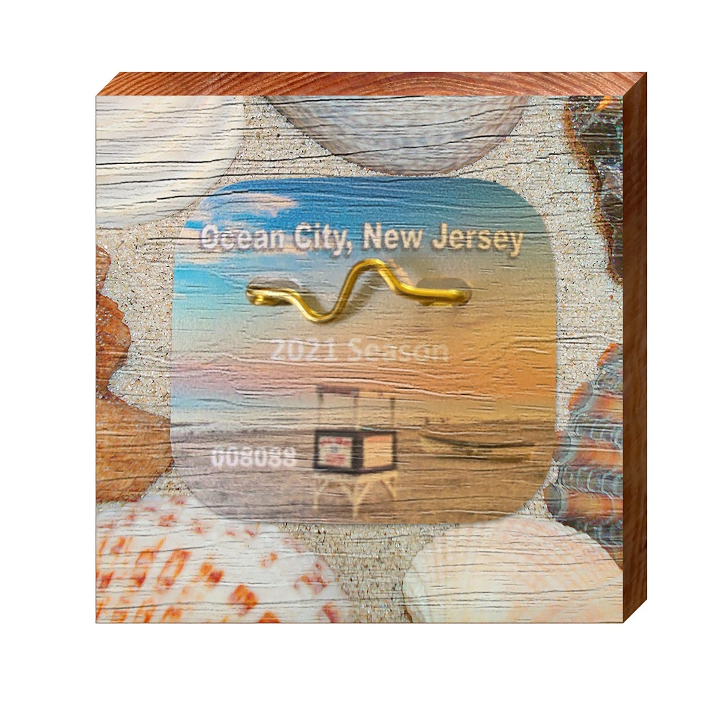 2021 New Jersey Beach Tag | Real Wood Wall Art Print