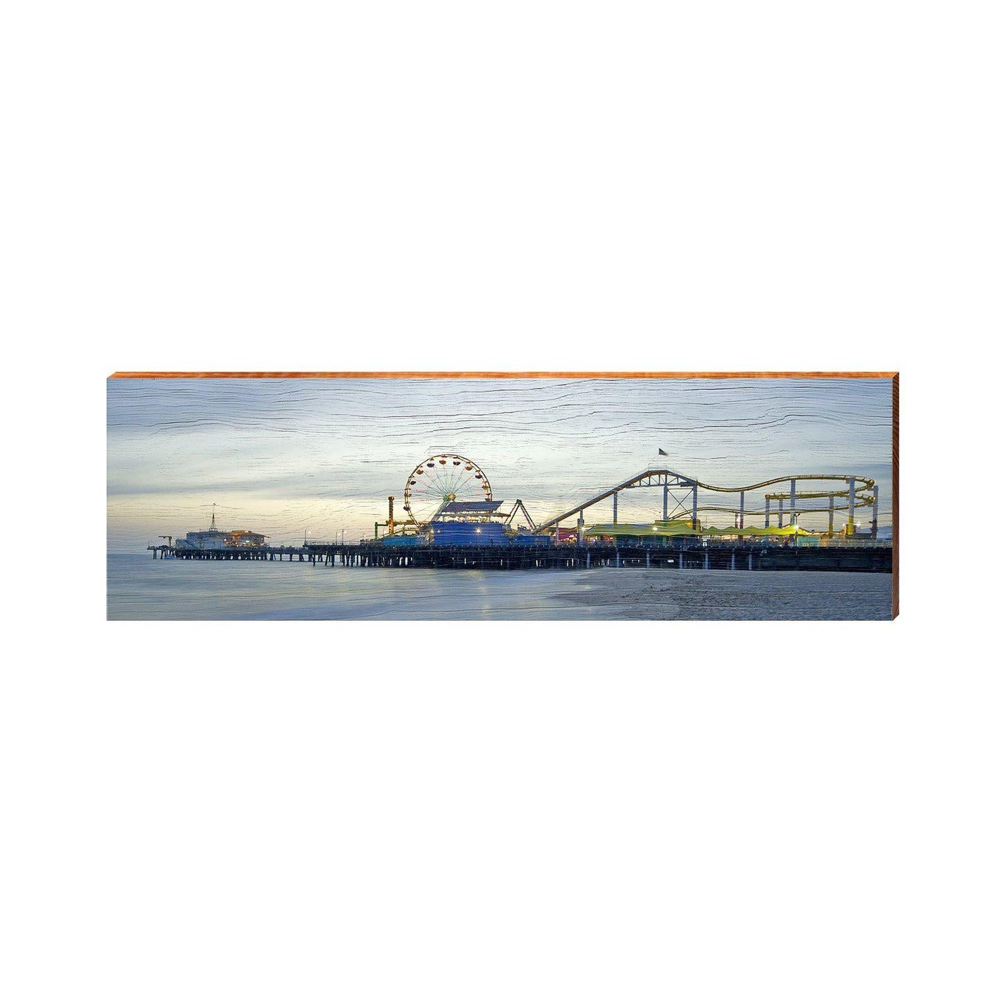 Santa Monica Pier Sunrise Home Decor Art Print on Real Wood