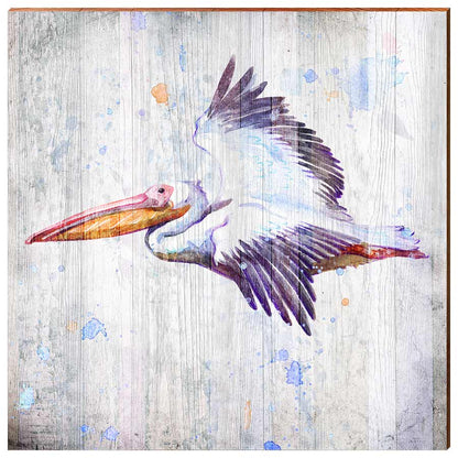 Watercolor Pelican | Wall Art Print on Real Wood