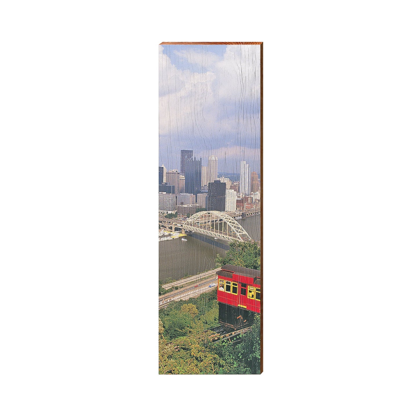 Pittsburgh Skyline with Incline | Wall Art Print on Real Wood