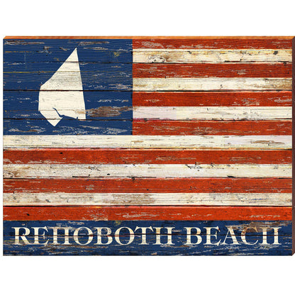 Rehoboth Beach American Flag | Wall Art Print on Real Wood