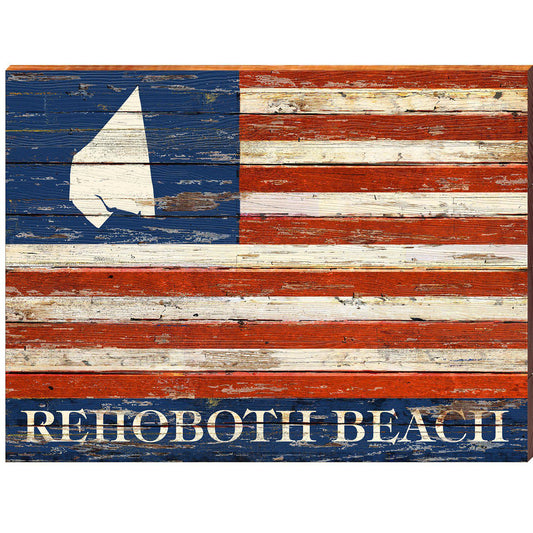 Rehoboth Beach American Flag | Wall Art Print on Real Wood