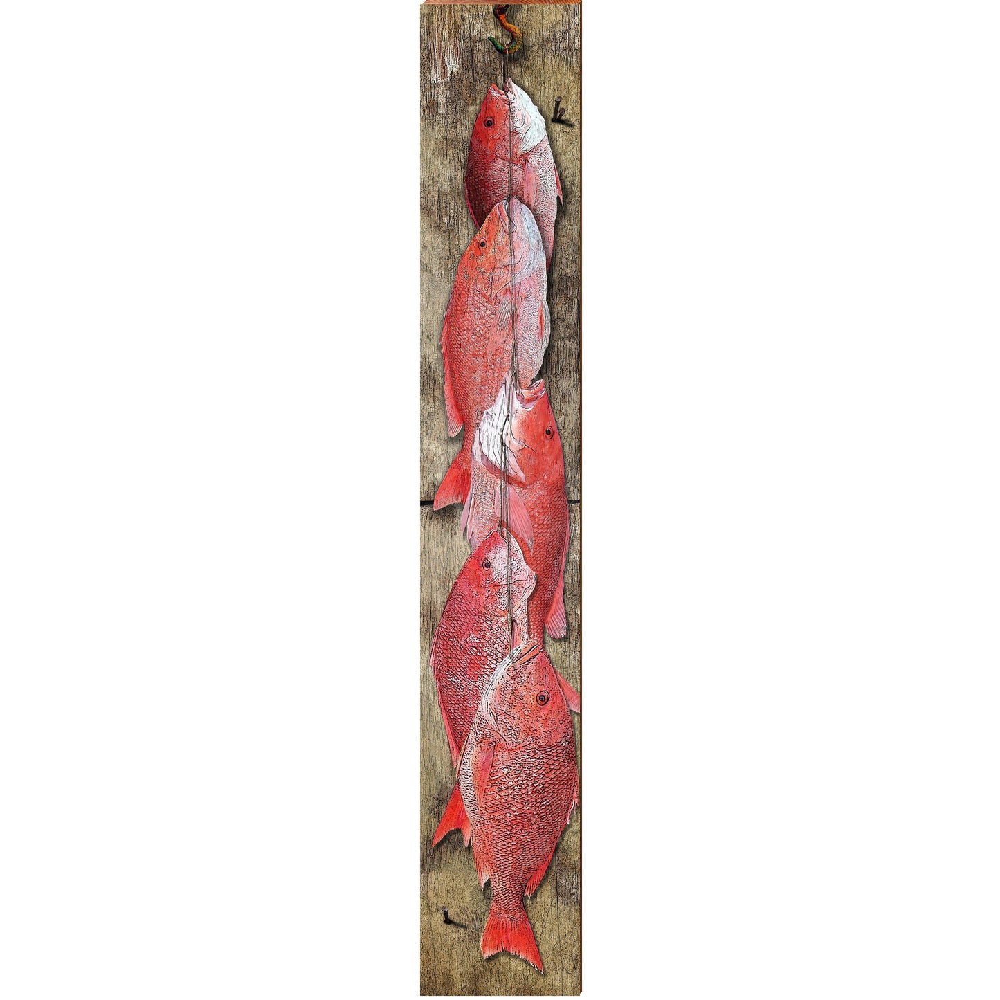 Red Snapper Stringer | Wall Art Print on Real Wood