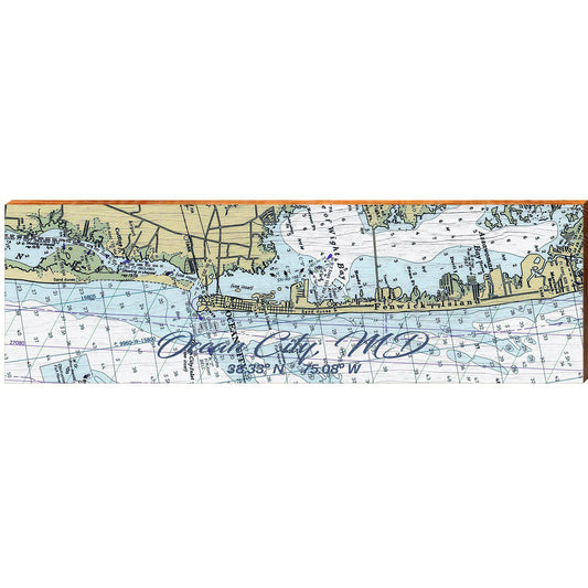 Ocean City, MD NOAA Chart Map | Wall Art Print on Real Wood