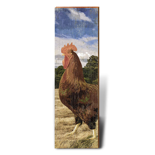 Rooster on the Farm | Wall Art Print on Real Wood