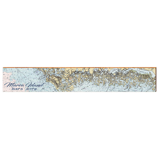 Marco Island, Florida Navigational Chart Large Wall Art | Wall Art Print on Real Wood