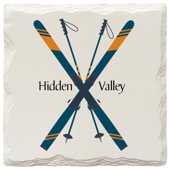 Hidden Valley Crossed Skis | Absorbent Ceramic Drink Coaster