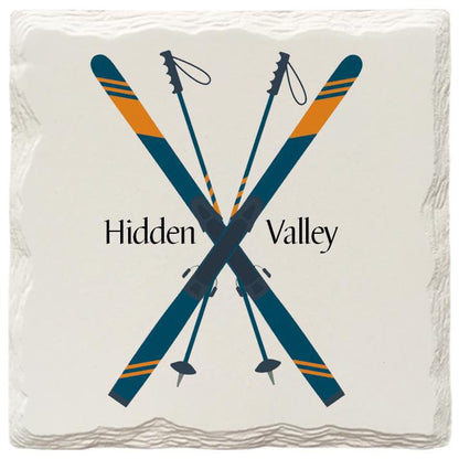Hidden Valley Crossed Skis | Absorbent Ceramic Drink Coaster