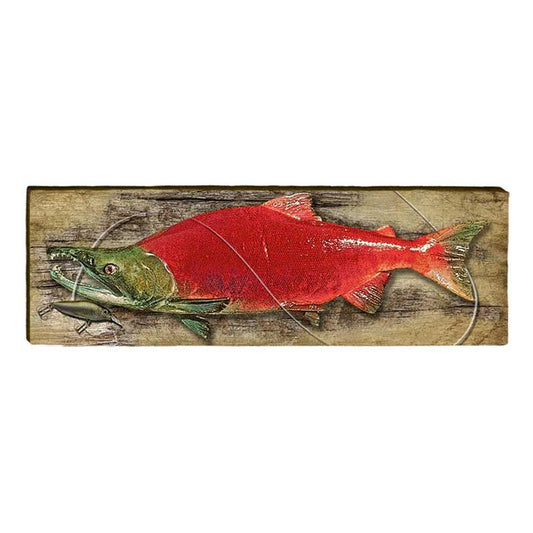 Sockeye Salmon | Wall Art Print on Real Wood