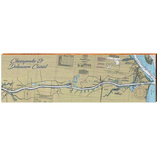 Chesapeake & Delaware Canal NOAA Chart | Wall Art Print on Real Wood