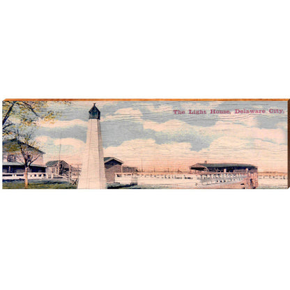 The Light House Delaware City | Wall Art Print on Real Wood