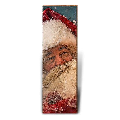 Santa Claus Portrait | Wall Art Print on Real Wood