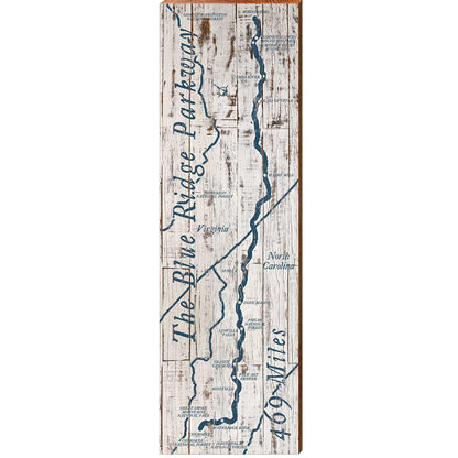 The Blue Ridge Parkway Shabby | Wall Art Print on Real Wood