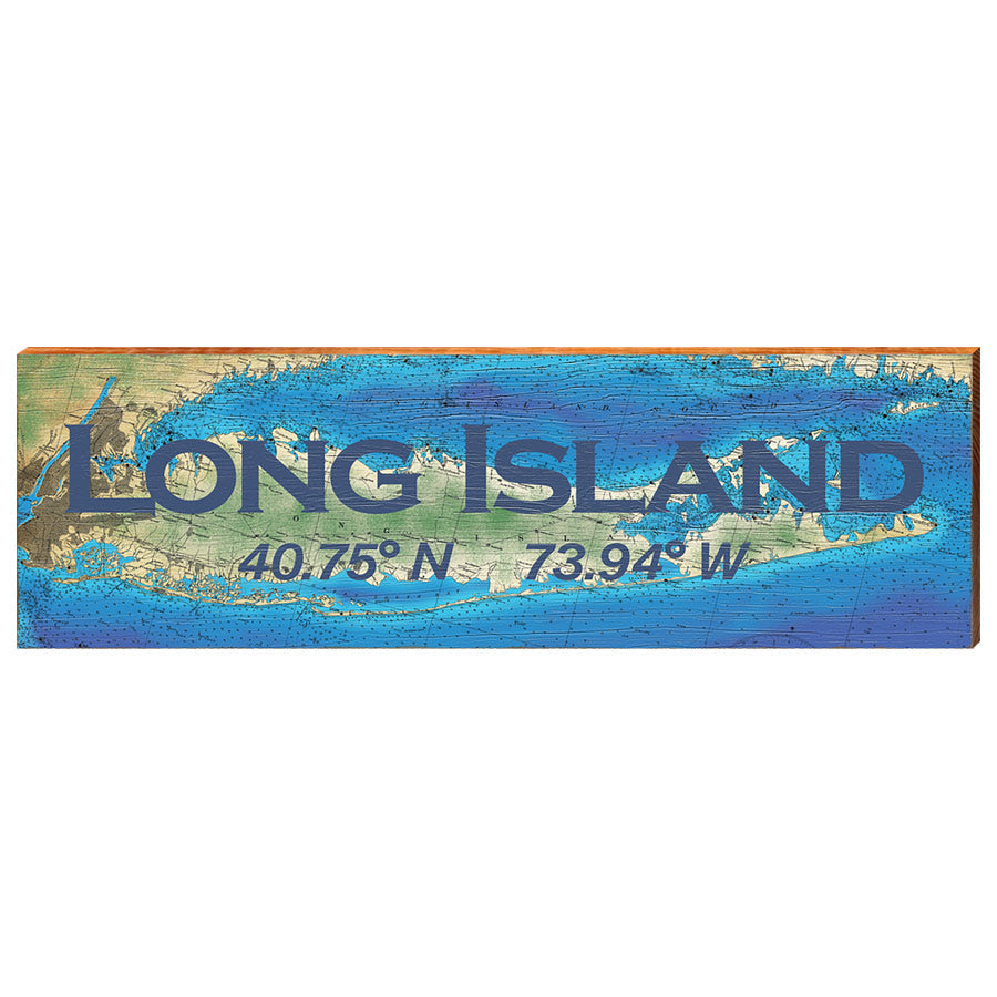 Long Island, New York Topographical Styled Chart - Standard Text Wall Art | Wall Art Print on Real Wood