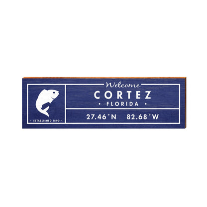 Cortez, Florida Fishl Wooden Welcome Sign | Wall Art Print on Real Wood