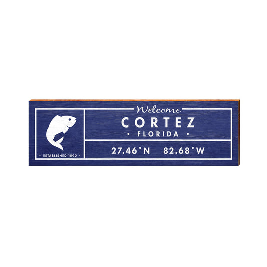 Cortez, Florida Fishl Wooden Welcome Sign | Wall Art Print on Real Wood