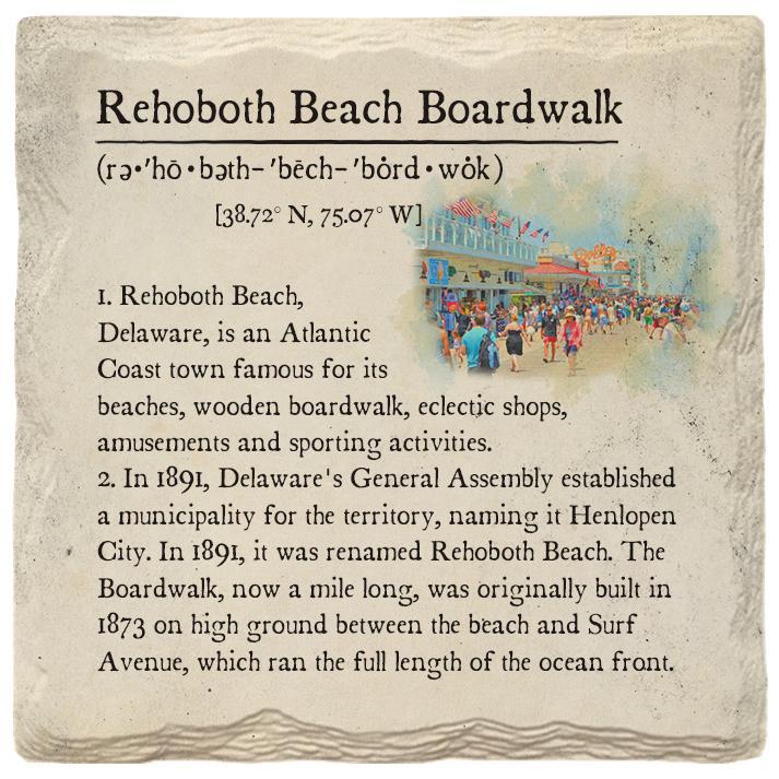 Rehoboth Beach, Delaware Boardwalk Definition | Absorbent Ceramic Drink Coaster