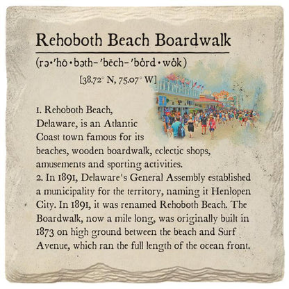 Rehoboth Beach, Delaware Boardwalk Definition | Absorbent Ceramic Drink Coaster